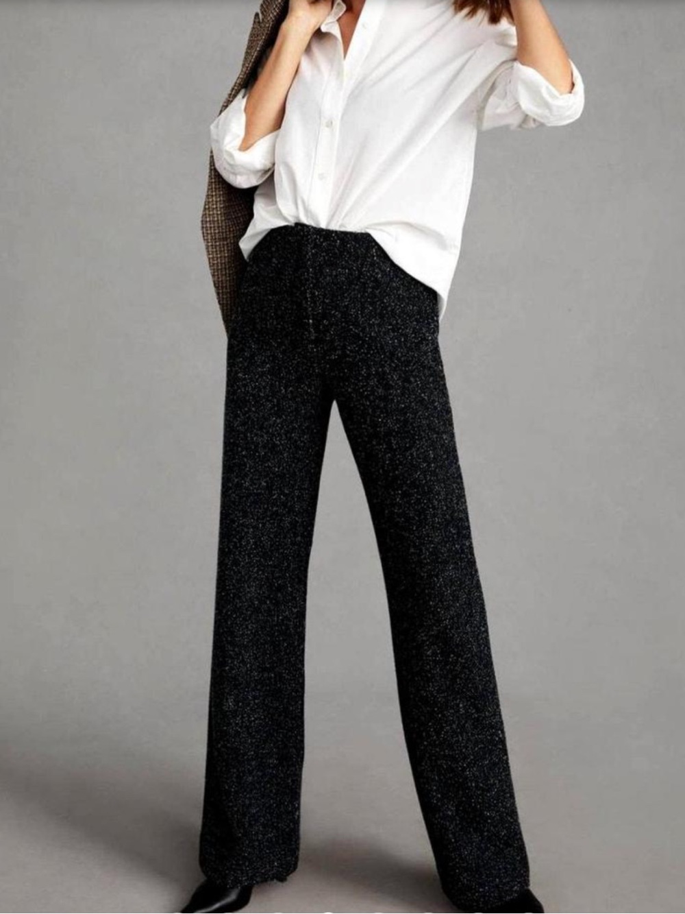 Anthropologie Essentiel Antwerp Black Wide-Leg Knit Pants Size 6
